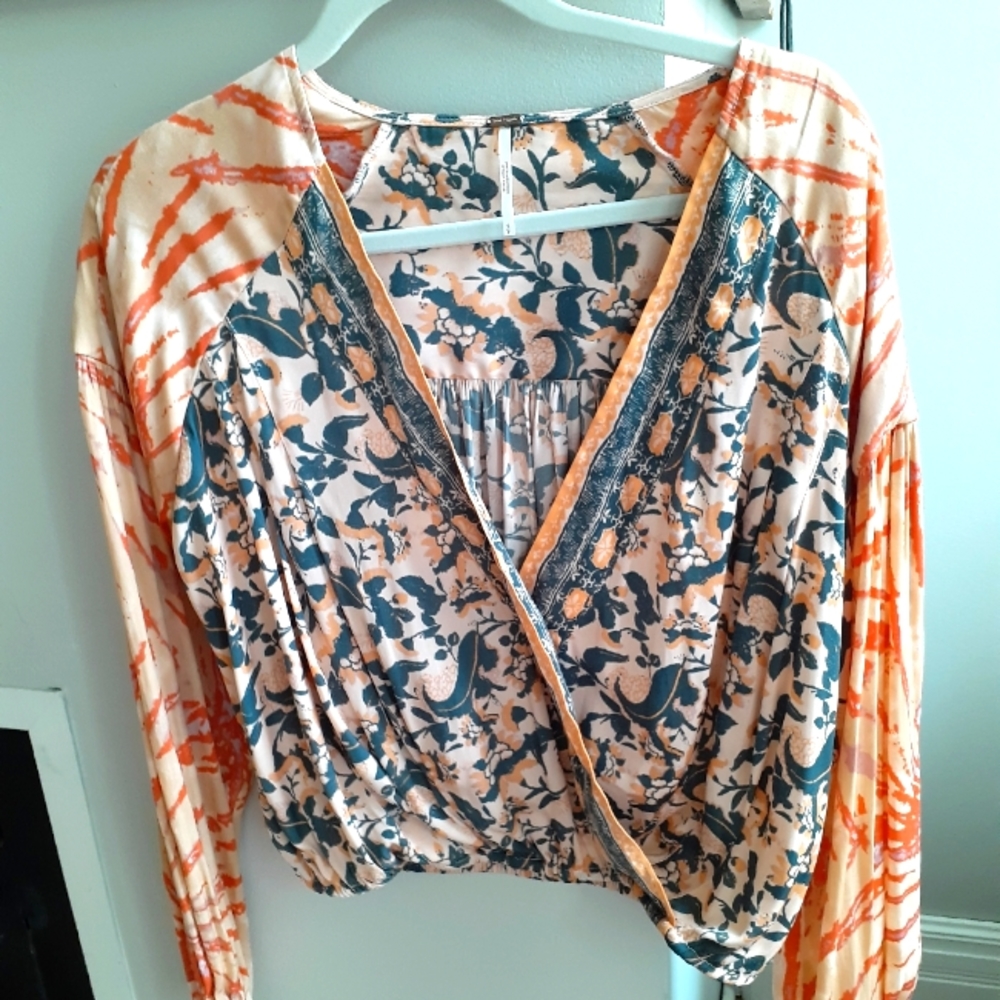 Free People wraparound silk top!